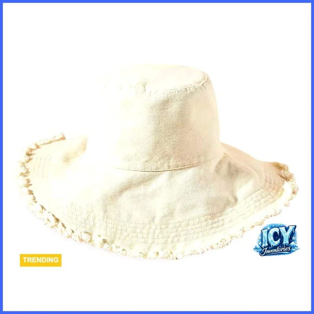 Packable Cotton Bucket Hat UPF 50+ Wide Brim Summer Travel Beach